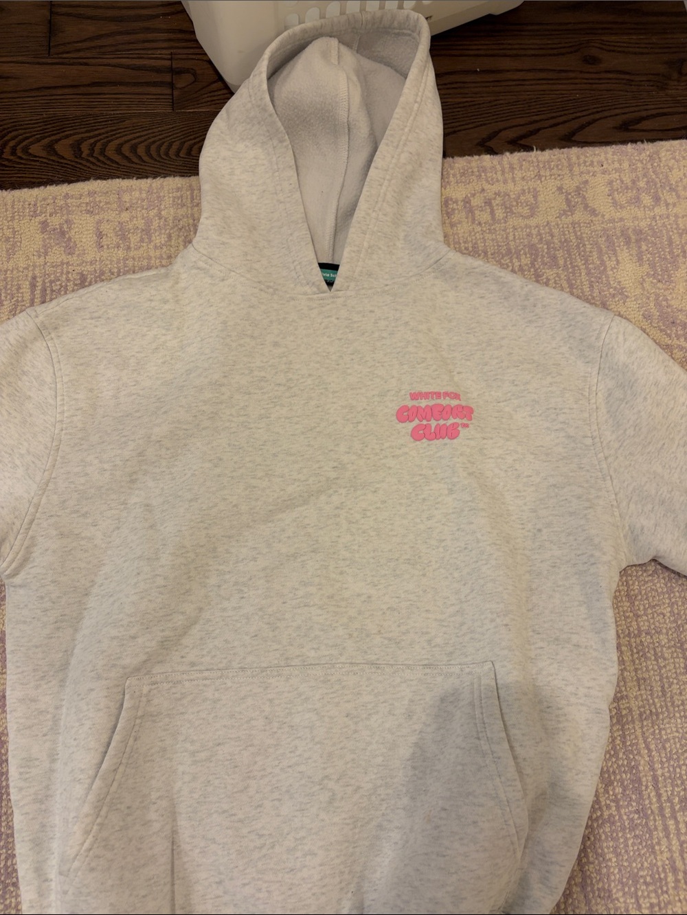 White Fox Boutique Light Heather Gray Hoodie with Pink Chest Logo